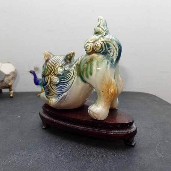 Vintage Chinese Porcelain Foo Dog Sculpture Figurine Shi Shishi Guardian Statue - Picture 5 of 13